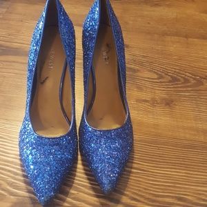 Nine West blue sparkly glitter heels